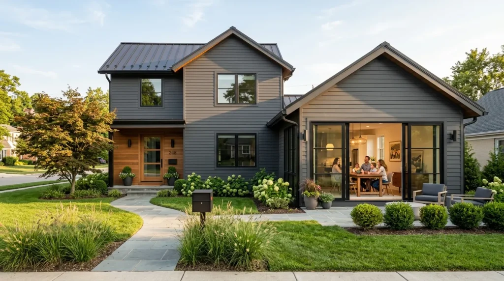 Beautiful home with a seamlessly completed home additions by Active Property Care showing expanded living space and matching exterior