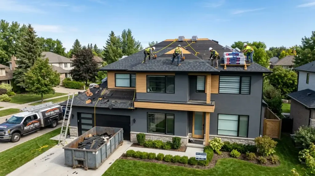 New roof installation on a residential home with professional roofing contractors in 2026