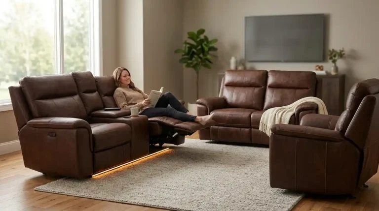 living room set with heat and massage